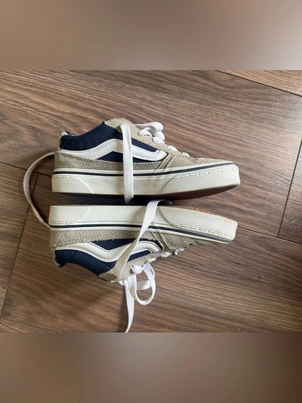 NWIT Vans Beige and Navy Suede Lace-Up Sneakers